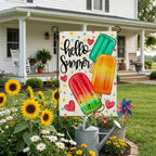 Summer Garden Flag Popsicles Double Sided 12X18 Inches Small Burlap Seasonal Welcome Yard Decoration For Outside Porch Cf1813-12