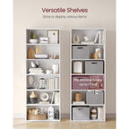 Vasagle Custos Collection - Bookshelf, 6-Tier Bookcase, Book Shelf, Open Storage Shelf, 9.4 X 23.6 X 63.3 Inches, For Living Room, Home Office, Dinning Room, Cloud White Ulbc166T14