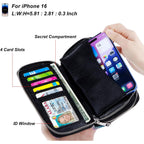 Double Zipper Wallet for Woman Clutch Purse with Cell Phone Holder for Smartphone/Card/Coin/Cash