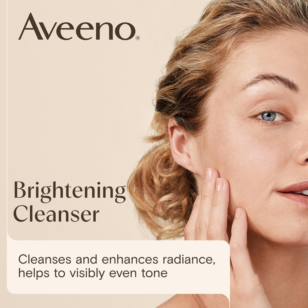 Aveeno Positively Radiant Brightening Facial Cleanser With Moisture Rich Soy Extract, Helps Even Skin Tone & Texture While Gently Lifting Away Dirt, Oil & Makeup, Sulfate-Free, 11 Fl. Oz