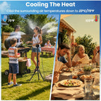 Mixc 8-Nozzles Standing Misters For Outside Patio, 2.6-5.3Ft Adjustable Outdoor Misting Cooling System With 36Ft Leak-Resistant Water Tubing, Portable Mist Hose For Patio, Backyard & Pool