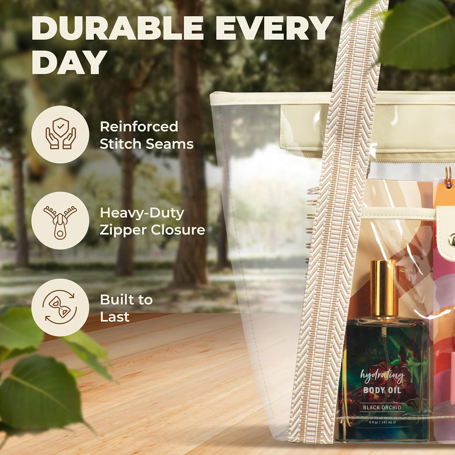 Handy Laundry Clear Bag for Stadium Events - Large Transparent Tote - Clear Purse for Women, Work, Beach & Shopping