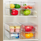 Vtopmart 8Pcs Clear Organizers And Storage Bins With Lids, Stackable Plastic Storage Containers With Handles For Fridge, Freezer, Pantry, Cabinet, Kitchen Organization