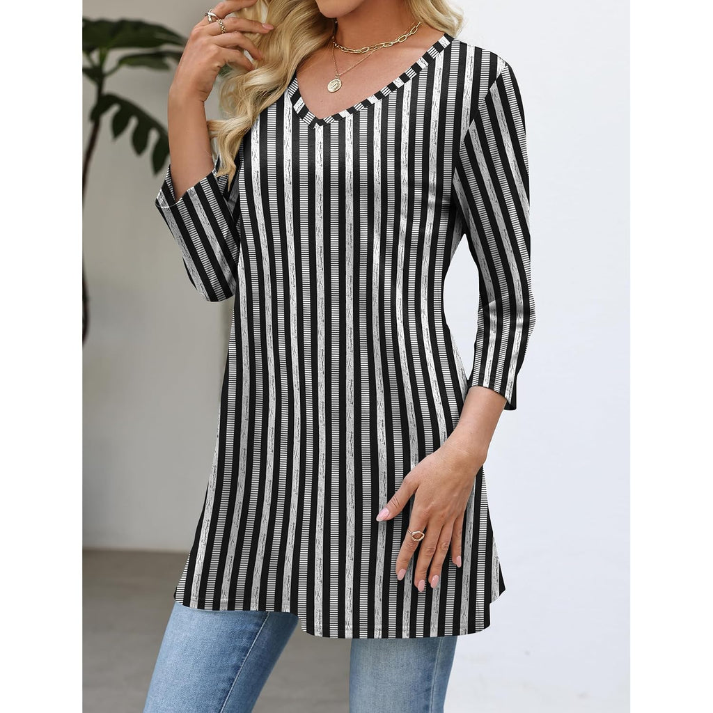 Rapbin Tunic Tops For Women Loose Fit Dressy 3/4 Sleeve V Neck T Shirts Spring Tops For Women 2026