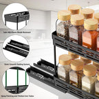 Pull Out Spice Rack Organizer For Cabinet, 3 Packs Slide Out Spice Racks Organizer, Spice Cabinet Organizers, Cabinet Size Need:12'' Highx11'' Deepx5'' Wide,Each Tier Hold 10 Spice Jar - 2 Tier, Black