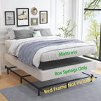 Aldrich Box Springs King Size 9 Inch, Heavy Duty Metal Frame Mattress Foundation With Easy Clean Cover, Noise Free, Easy Assembly