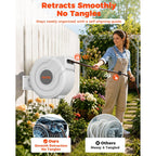 5/8 In 100Ft Retractable Garden Hose Reel With Any-Length Lock Slow Auto Rewind Heavy Duty Water Hose Reel With 9-Pattern Nozzle 180° Swivel Bracket Uv Resistant Wall Mounted Hose Reel For Outside