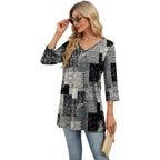 3/4 Length Sleeve Womens Tops Dressy Casual Plus Size Tunics to Wear with Leggings