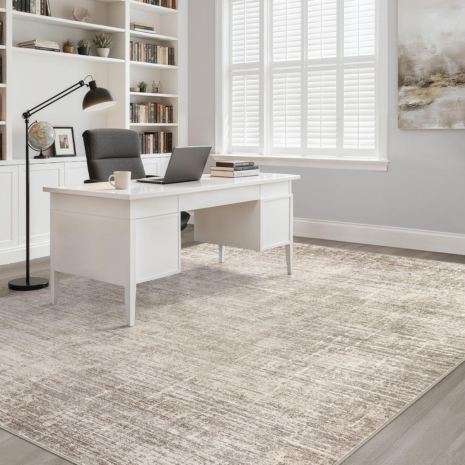 8x10 Area Rugs Living Room: Washable Large Neutral Brown Rug Abstract Soft Modern Stain Resistant Indoor Floor Non-Slip Carpet for Bedroom Nursery Kids Office Playroom Dining Room Under Table Home