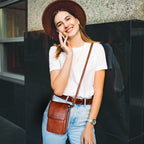 Iswee Leather Crossbody Bags for Women RFID Blocking Cell Phone Purse Small Anti-Theft Zippered with Card slots