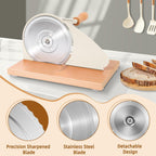 CAWIU Upgraded Manual Bread Slicer for Homemade Sourdough Bread - Adjustable Thickness Bread Cutter with Hand Crank, Suction Cups, Slicing Guide, Scale Line & Cover, for Perfect Even Slices (Cream)