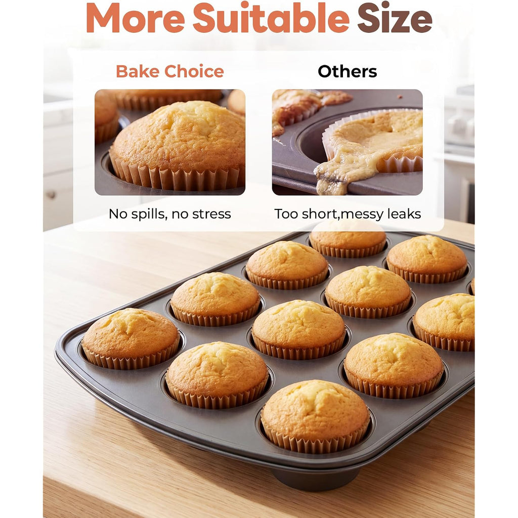 Bake Choice Non-Stick 200Pcs Standard Cupcake Liners For Baking, Natural, Food-Grade Cupcake Wrapper, Greaseproof Parchment Muffin Liners