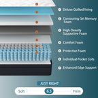 Sleepmax Extra Firm Queen Mattress 12 Inch - Deep Sleep Hybrid Mattress Enhanced Pain Relief - Cooling Bed In A Box For Back & Side Sleepers - Fiberglass-Free, Certipur-Us Certified, 365-Night Trial