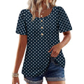 Womens Tops Dressy Casual Blouses Short Sleeve Shirts Plus Size Fashion Clothing Spring Summer Outfits Button Pleated Front