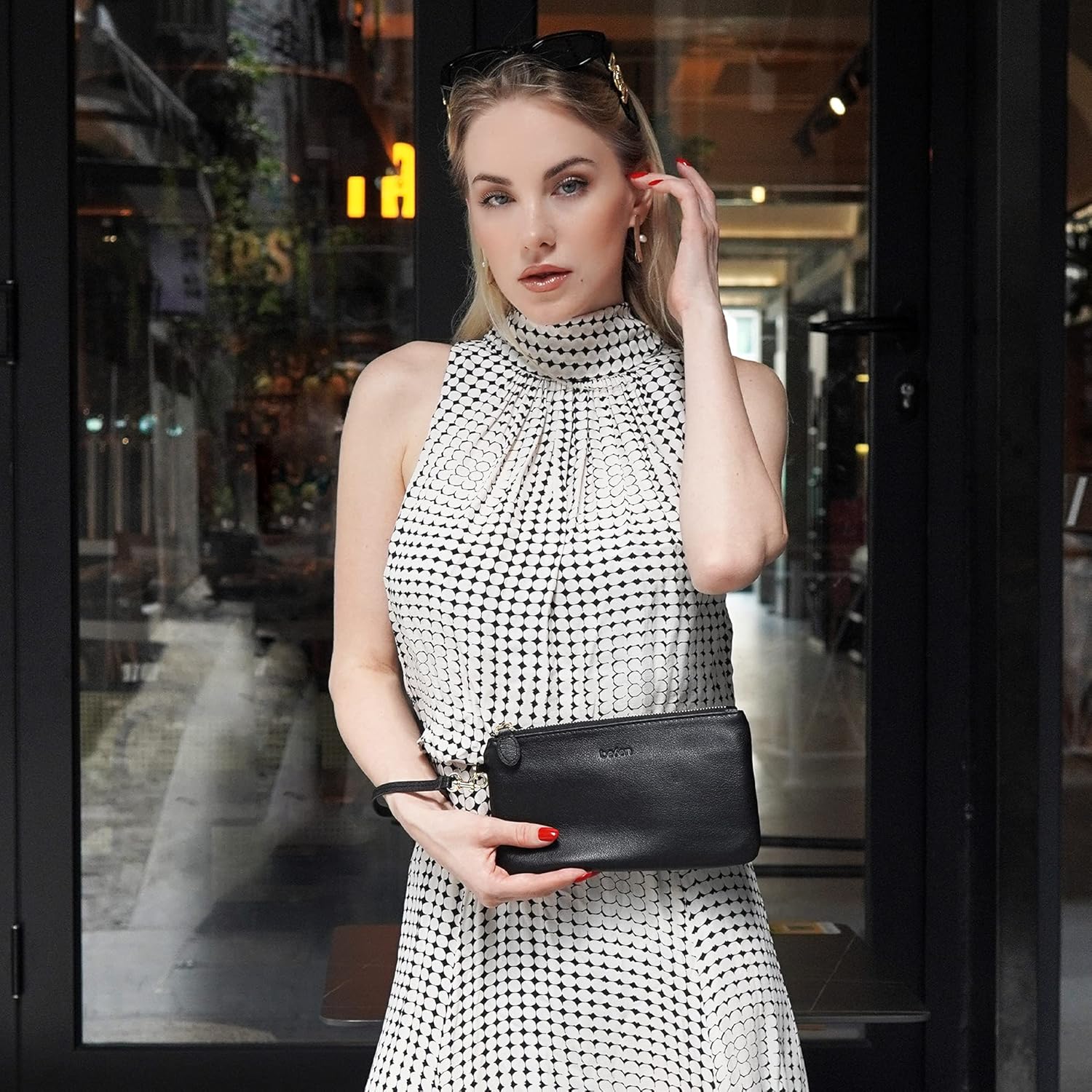 befen Genuine Leather Wristlet Clutch RFID Blocking Bag Cell Phone Wallet Purse Wristlet Wallet Purses and Handbags for Women