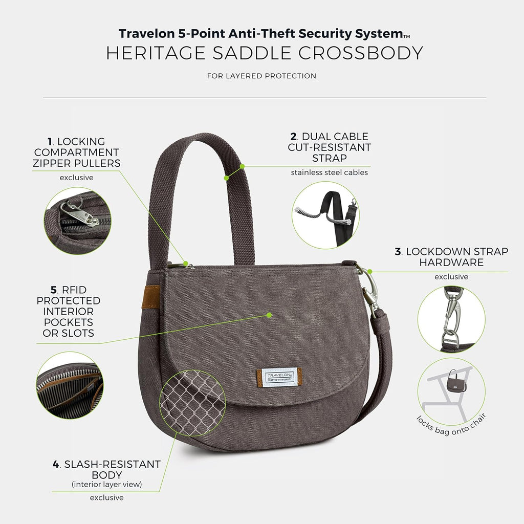 Travelon Anti-Theft Heritage Saddle Crossbody | Anti-Theft