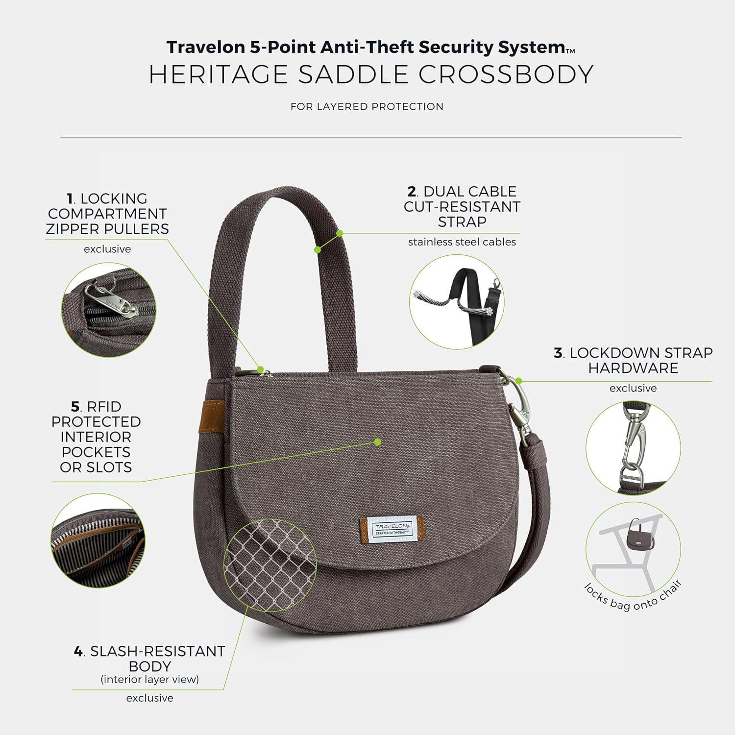 Travelon Anti-Theft Heritage Saddle Crossbody | Anti-Theft