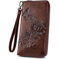 Womens Wallet Rfid Embossed Vegan Leather Multi Card Slots Wallets Large Capacity Wristlet Travel Purse for Women