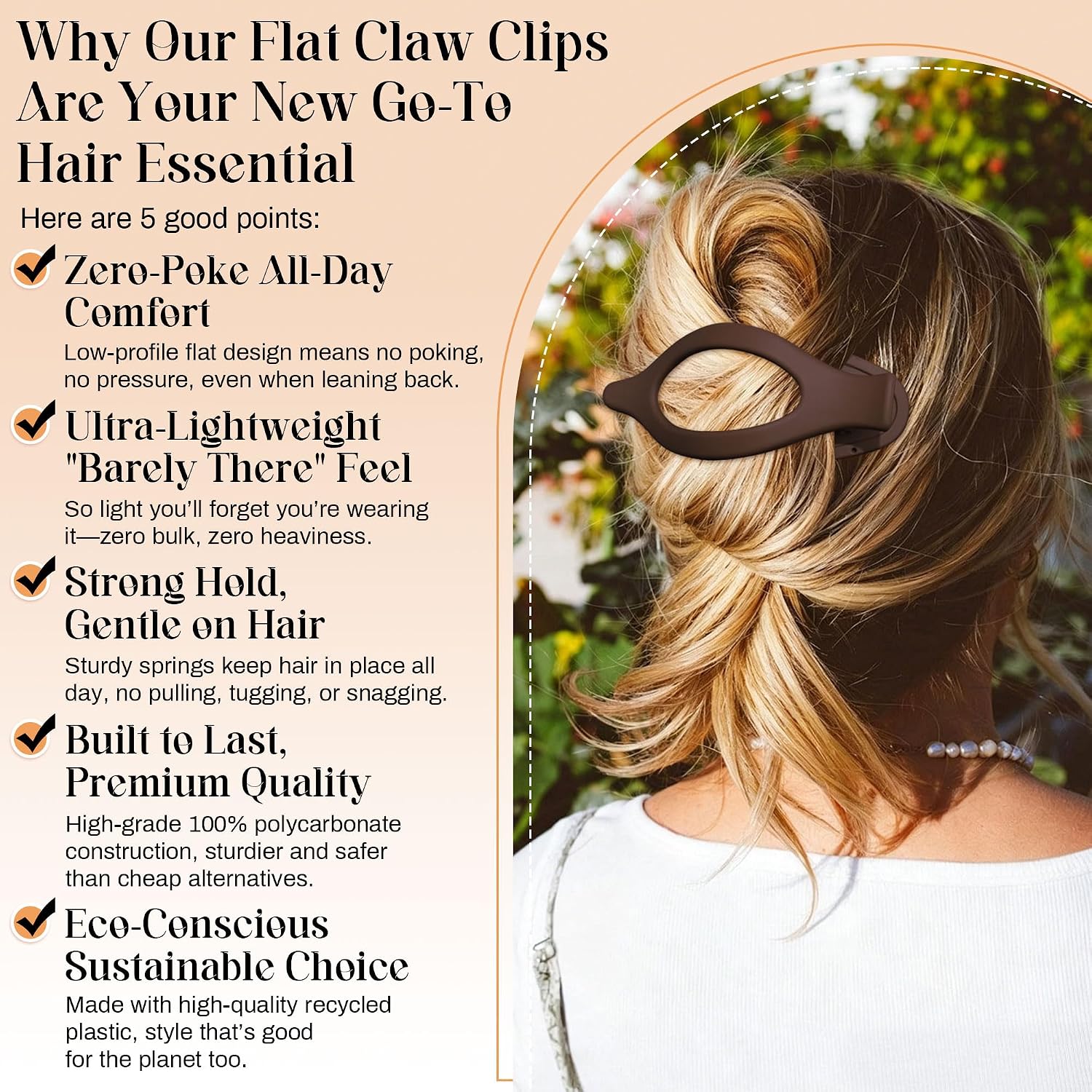 French Concord Hair Clips - 6Pcs Side Slide Volume Clips For Women Girls, Strong Hold No Slip Grip, Thick Or Thin Hair (Matte Finish, L:4.6 In, W:1.97In)