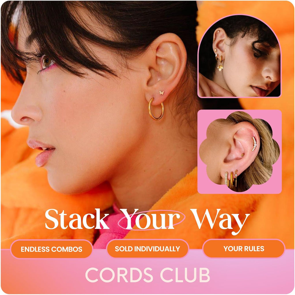Cords Club Marquise Flat Back Stud – ASTM-F136 Implant Grade Titanium - Push Pin Design for Sensitive Ears – Available in 18K Gold Plated & Titanium Silver (Single Earring)