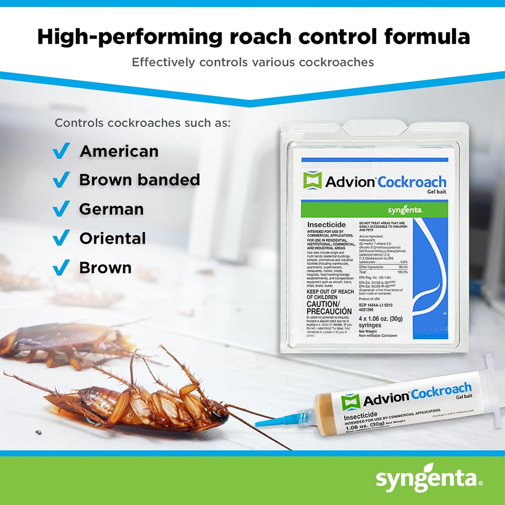 Advion 383920 4 Tubes And 4 Plungers Cockroach German Roach Pest Control Inse, Brown