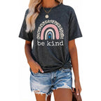 Graphic T Shirts for Women Summer Casual Tops Short Sleeve Tees Loose Fits Blouse Dark Grey
