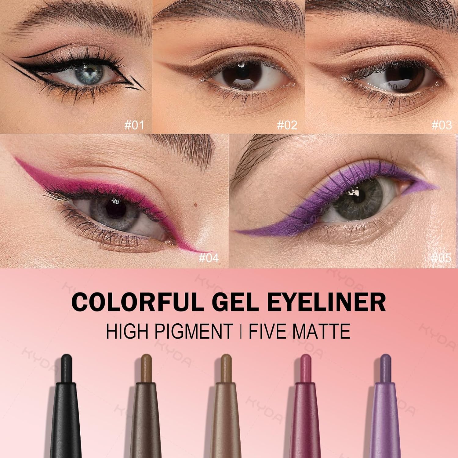 KYDA 2 Pcs Light Brown Gel Eyeliner Pencil, Smooth Creamy Matte Eyeliner, Retractable Crayon Eye Liner, Lasting Ultra-Pigmented, Waterproof Smudge-proof