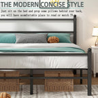 Queen Bed Frame With Headboard And Footboard, 14 Inch Metal Platform Bed Frame Queen Size With Steel Slat Support, No Box Spring Needed, Noise Free, Easy Assembly,