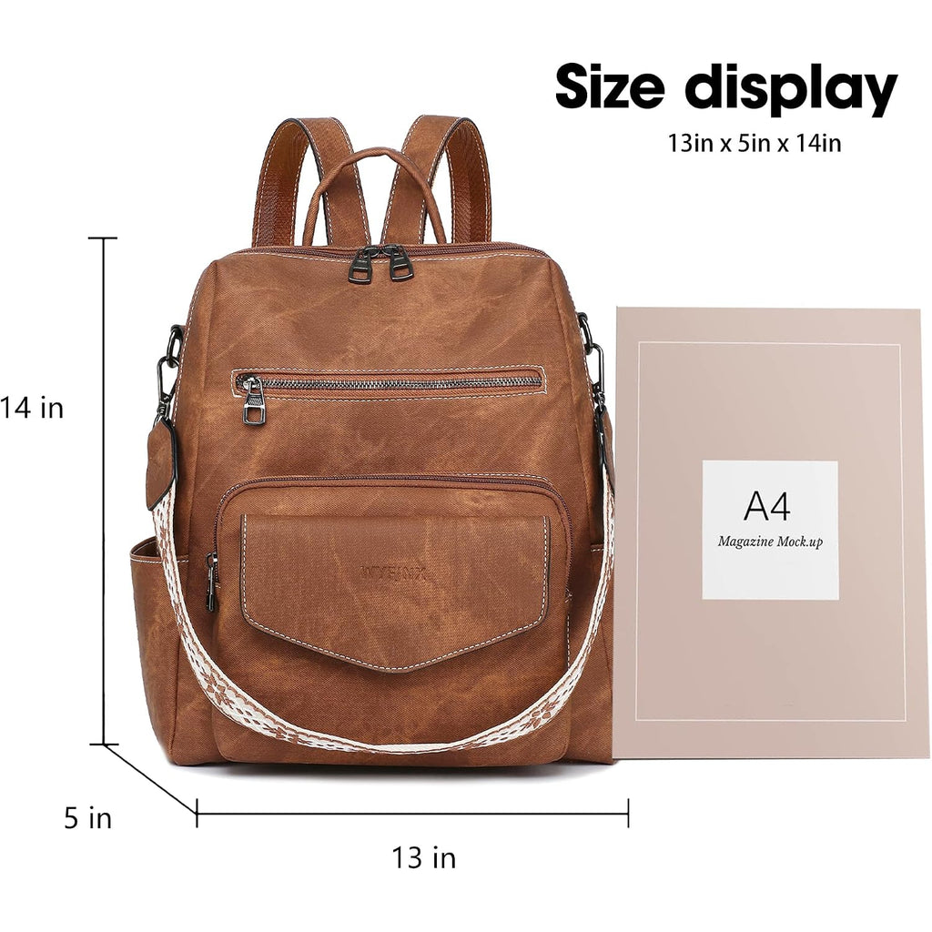 Backpack Purse For Women Pu Leather Backpack Ladies Fashion Handbag Designer Shoulder Bag Small Travel Bag Brown