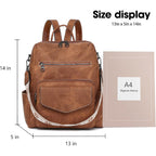Backpack Purse For Women Pu Leather Backpack Ladies Fashion Handbag Designer Shoulder Bag Small Travel Bag Brown