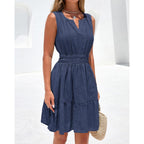 Btfbm Women'S 2026 Summer Casual Mini Sundress, Beach Vacation Sleeveless V Neck Flowy A Line Dress Pockets, Fall Fashion