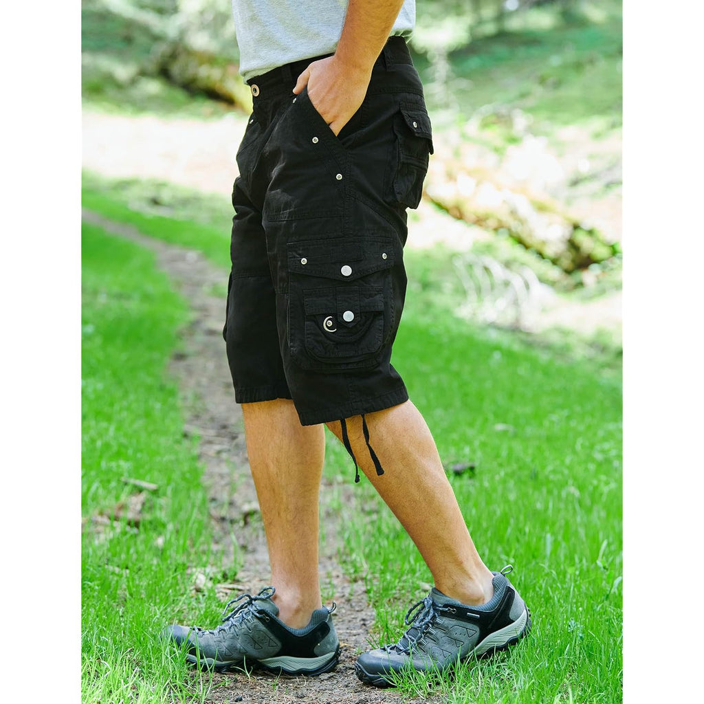 Mens Cargo Shorts Cotton Ripstop Straight Leg Below Knee Twill Casual Summer Long Shorts
