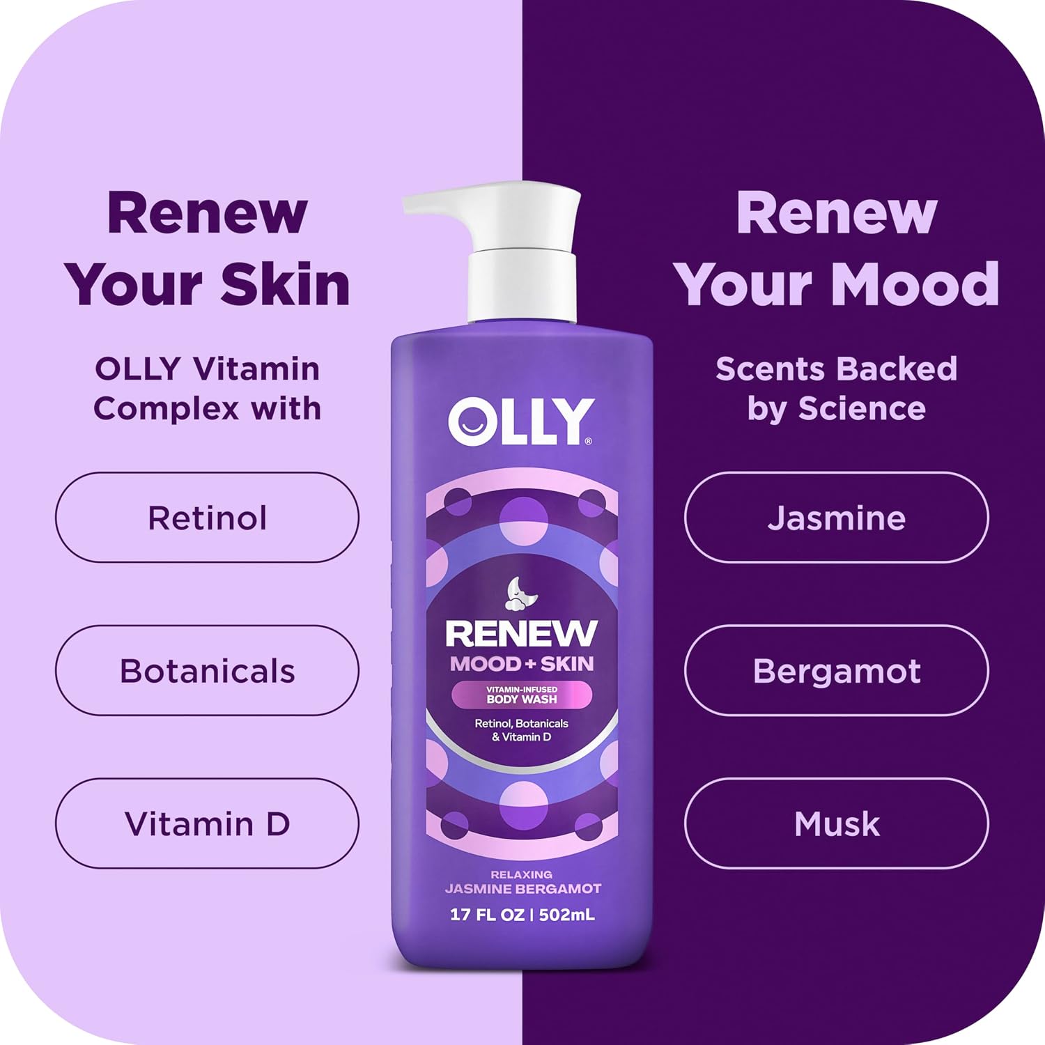 Olly Body Wash Mixed Pack 4 Count To Restore Skin Barrier & Hydrate Skin 3 Oz