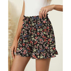 Women's Shorts 2026 Summer Casual Cute Ruffle Shorts Comfy Elastic Waist Drawstring Pleated Short with Pockets