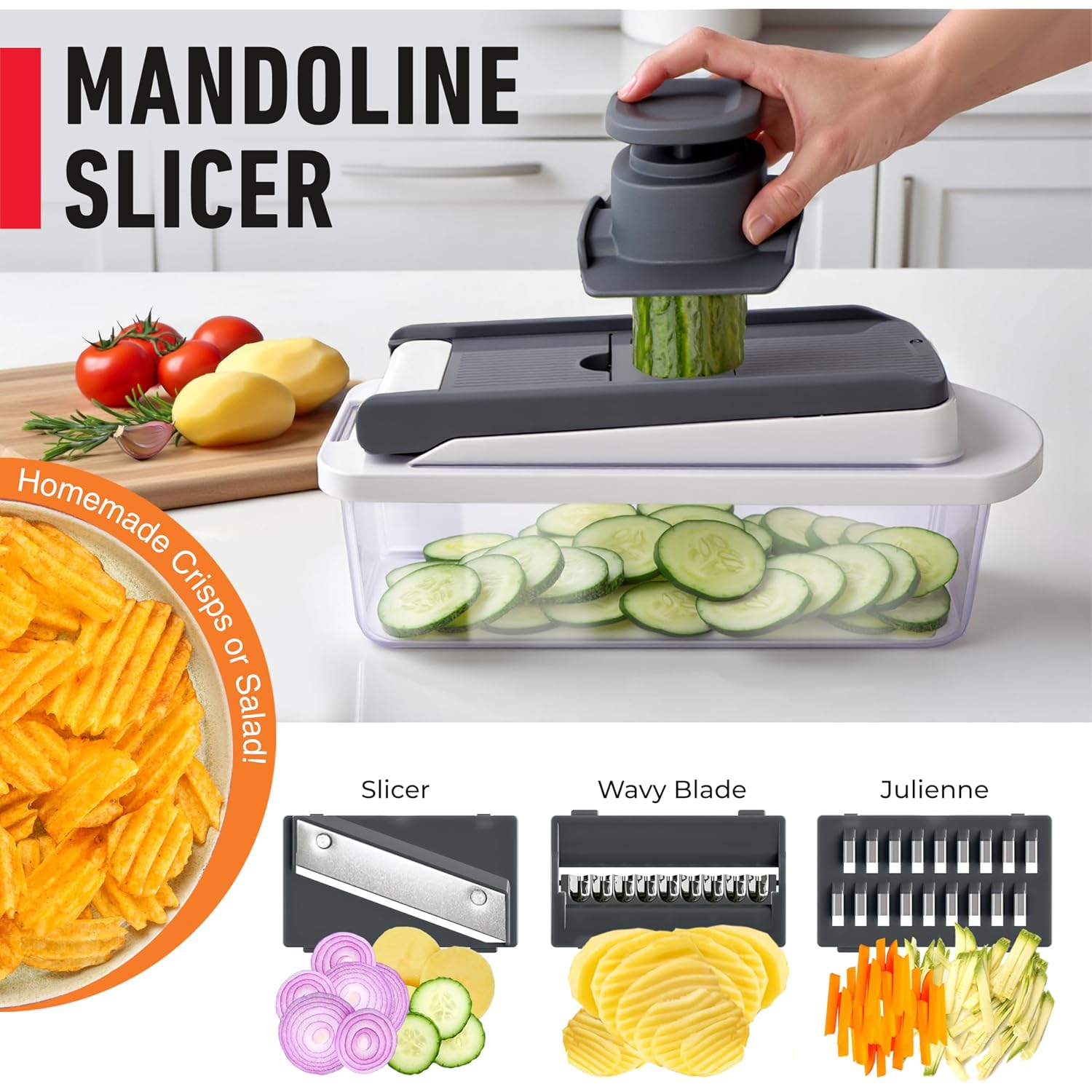 Mueller The Real Original Pro Chopper Since 2013 Vegetable Chopper Mandoline Slicer, 8 Blade Food Veggie Chopper Onion Vegetable Cutter With Container, Kitchen Gadgets & Essentials, (10 In 1)