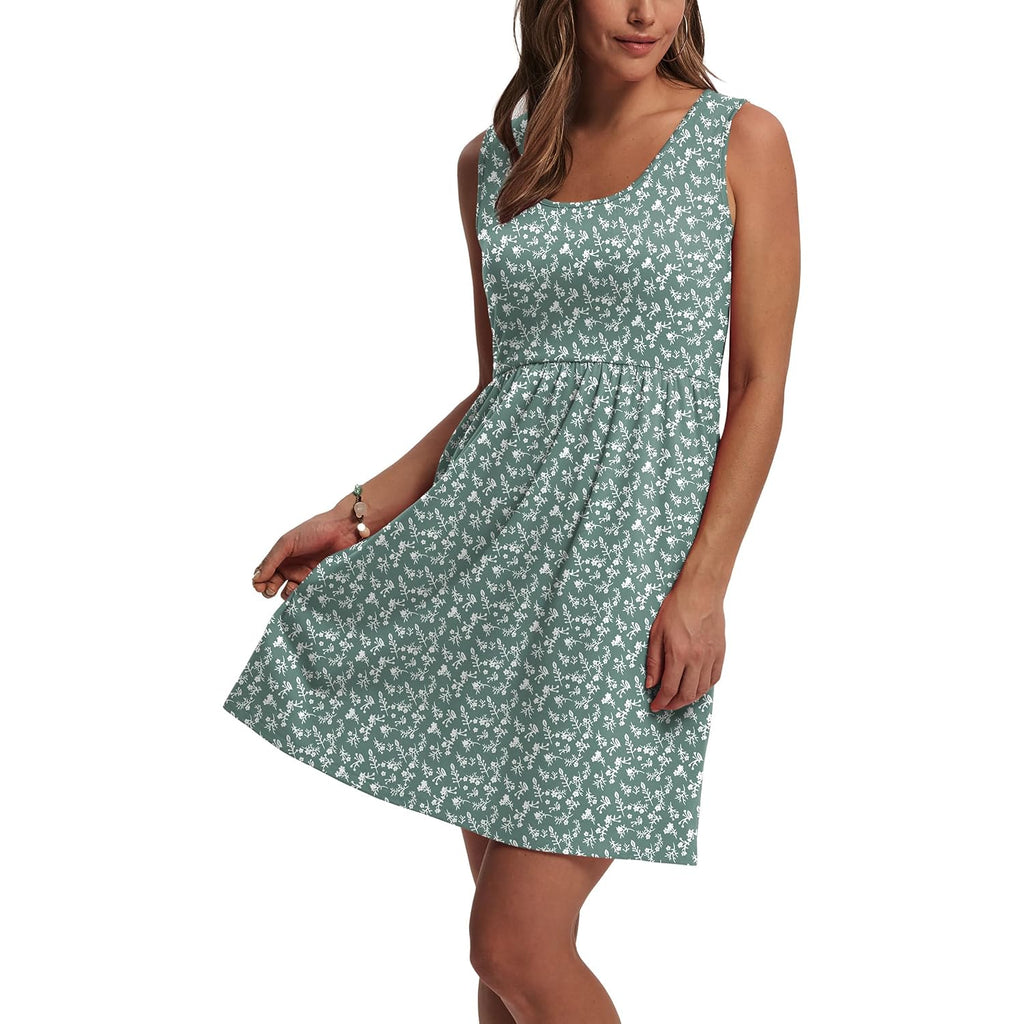Wiholl Women'S Summer Dress 2026 A-Line Sleeveless Casual Sundress With Pockets Floral/Solid