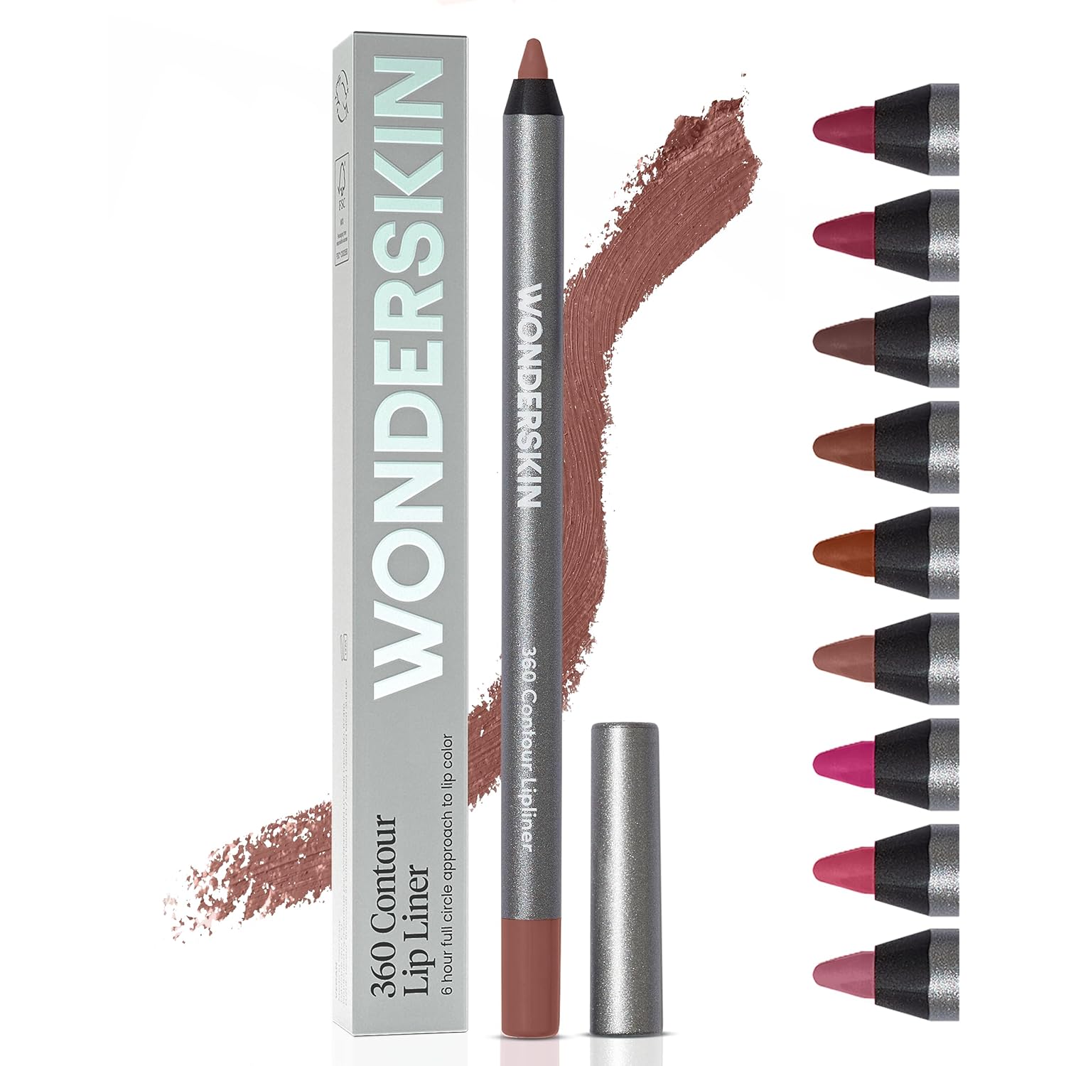 Wonderskin Lipliner Pencil - 360 Contour Lipliner, Long Lasting, Sharpenable, Waterproof and Transfer-Proof Brown Lip Liner Pencil (Saddle)