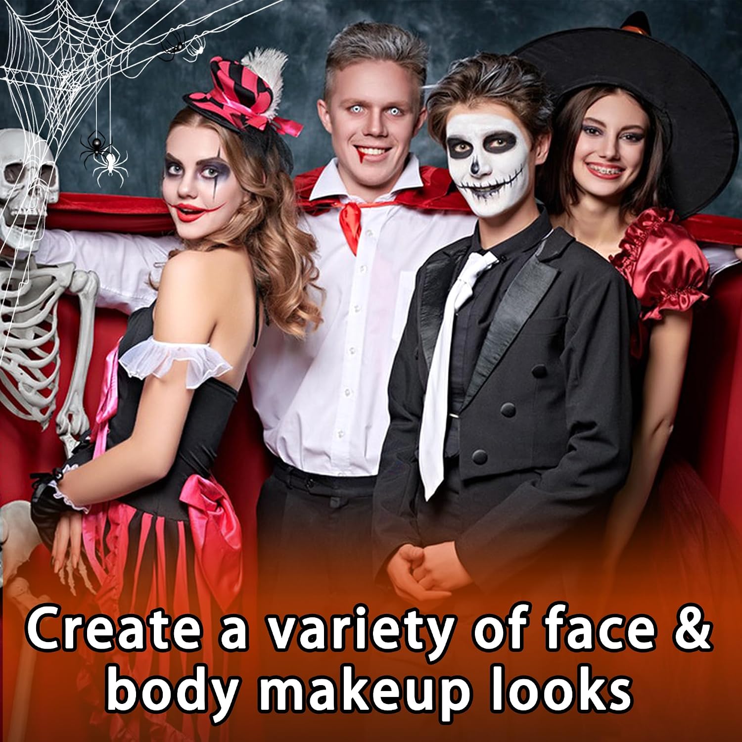 3 Set Black White Red Face Body Paint,3 Colors Clown Makeup Kit With Sponge And Brush,Joker Face Body Paint For Halloween Cosplay,Special Effect Makeup And Costume-Themed Party