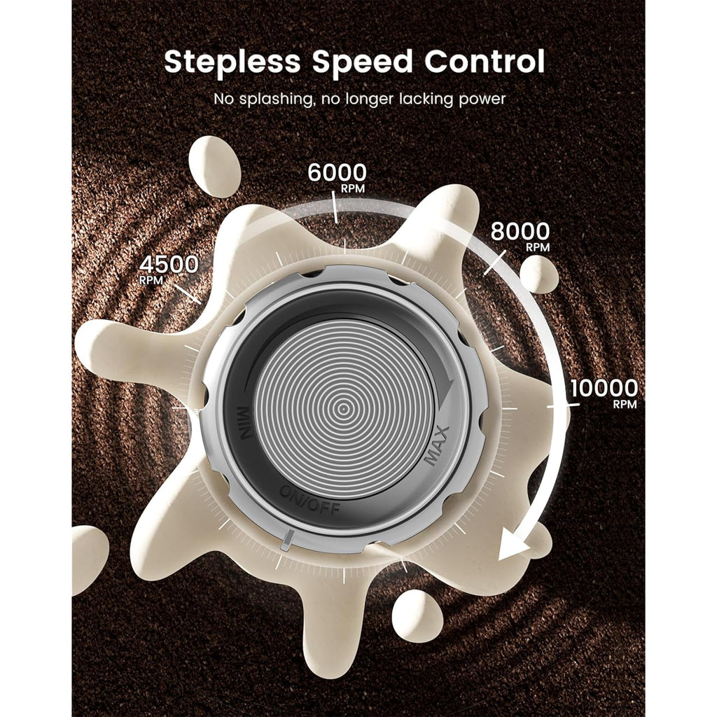 Maestri House Rechargeable Milk Frother With Stepless Speed Control, Lunafro Max Handheld Electric Foam Maker Waterproof Drink Mixer Foamer With Stand & Detachable Whisks For Lattes, Cappuccino