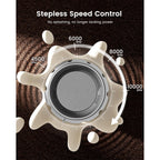 Maestri House Rechargeable Milk Frother With Stepless Speed Control, Lunafro Max Handheld Electric Foam Maker Waterproof Drink Mixer Foamer With Stand & Detachable Whisks For Lattes, Cappuccino
