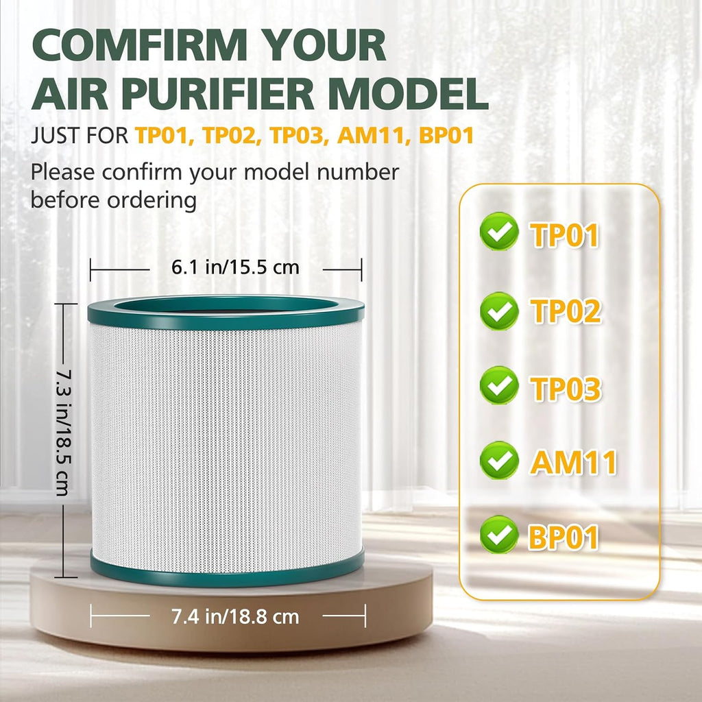 Tp01 Hepa Replacement Filter Compatible With Dyson Tower Purifier Pure Cool Link Tp01, Tp02, Tp03, Am11, Bp01 Models, Compare To Part 968126-03, 2 Pack | Fits Tp01, Tp02, Tp03, Am11, Bp01 Models, Compare To Part 968126-03
