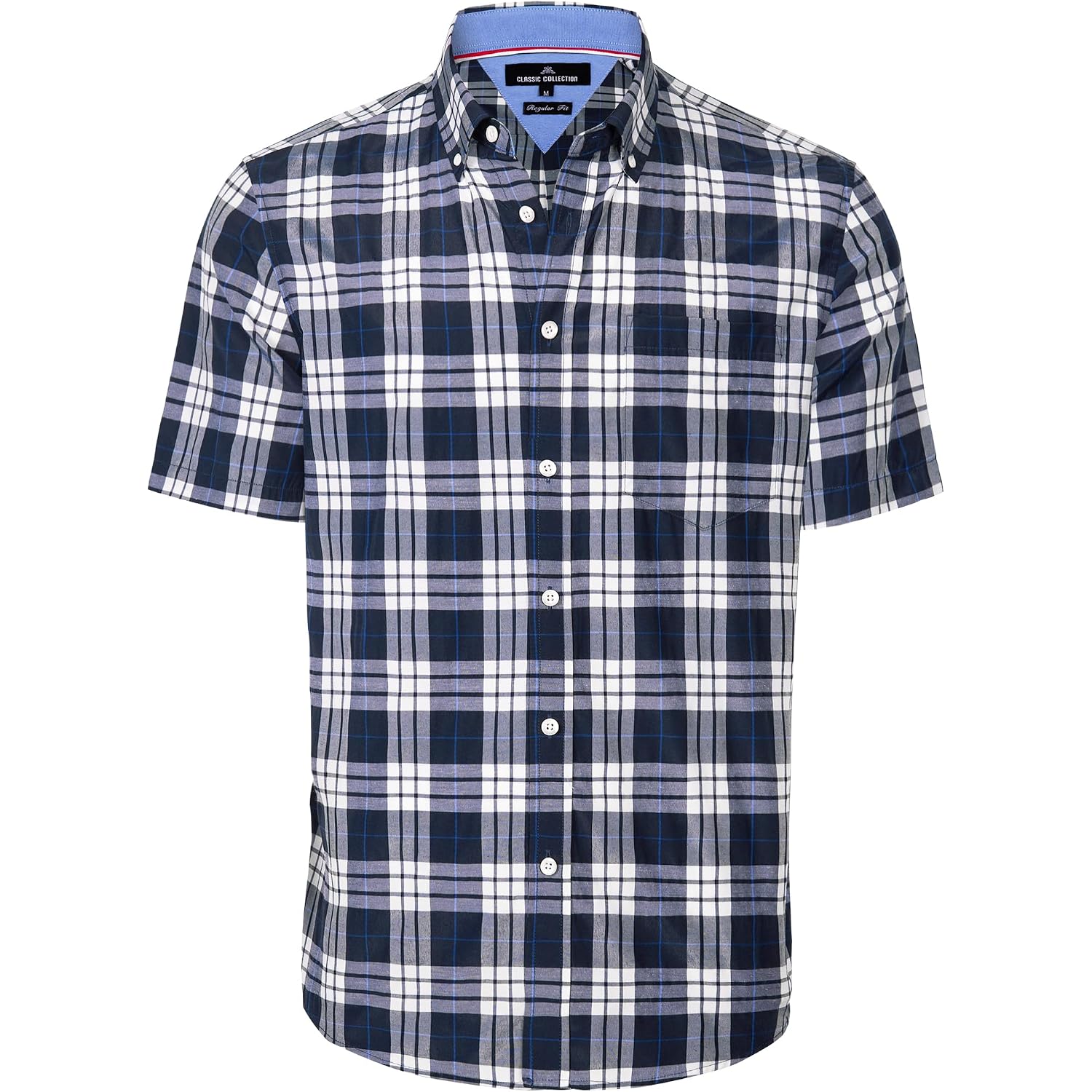 Alimens & Gentle Mens Plaid Short Sleeve Button Down Shirts Cotton Regular Fit Casual Gingham Shirts