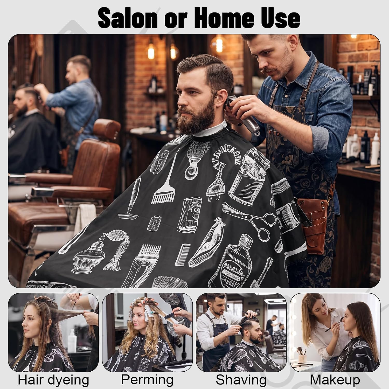 10 In 1 Barber Cape Kit, Hair Cutting Cape Neck Duster Brush Combs, Clips & Cleaning Supplies For Salon Home Barber Gifts For Men