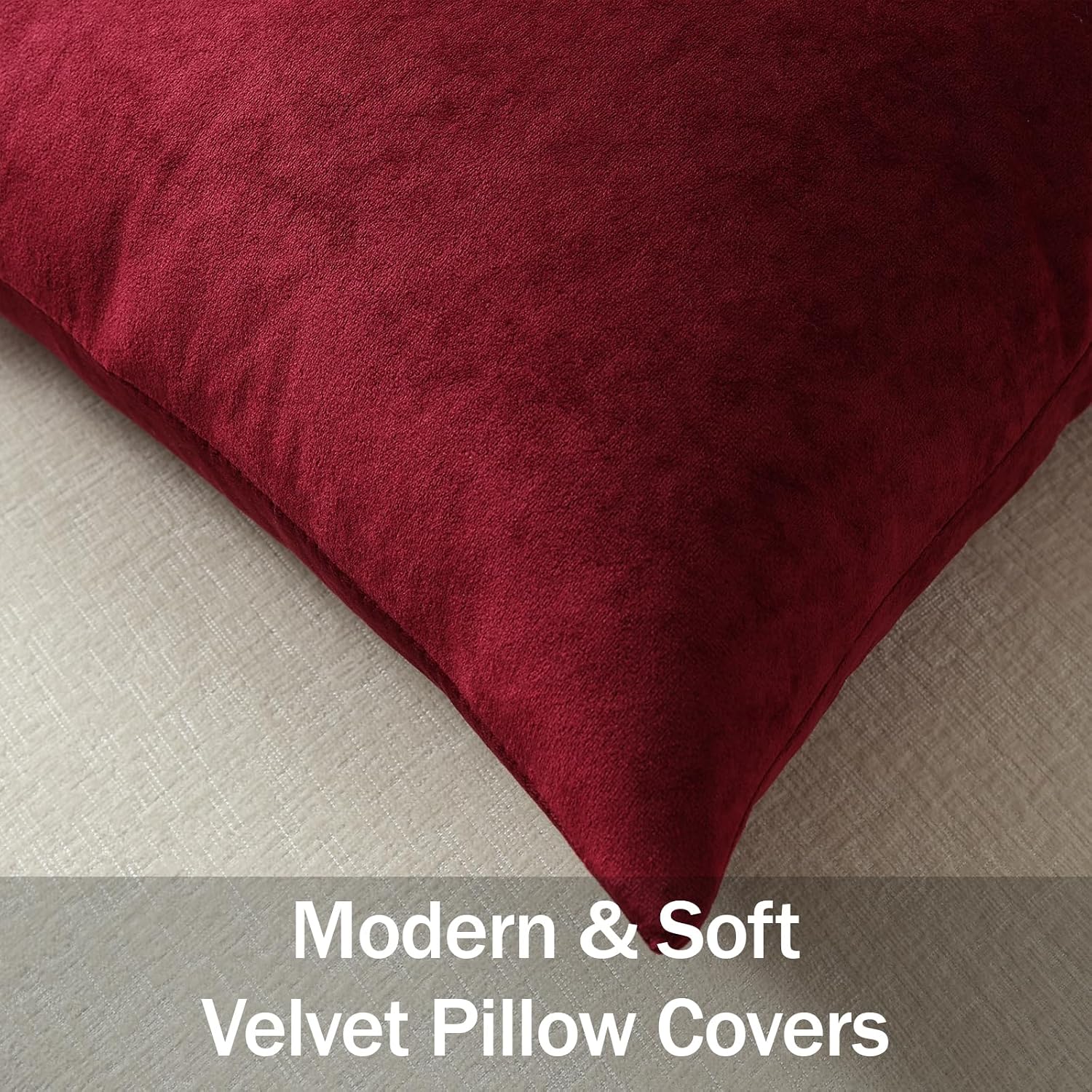 Throw Pillow Covers 18X18 Wine Red: Pack Of 2 Cozy Soft Velvet Square Modern Luxury Decorative Throw Pillow Cases For Christmas Sofa Couch Living Room Bed Home Decor