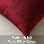 Throw Pillow Covers 18X18 Wine Red: Pack Of 2 Cozy Soft Velvet Square Modern Luxury Decorative Throw Pillow Cases For Christmas Sofa Couch Living Room Bed Home Decor