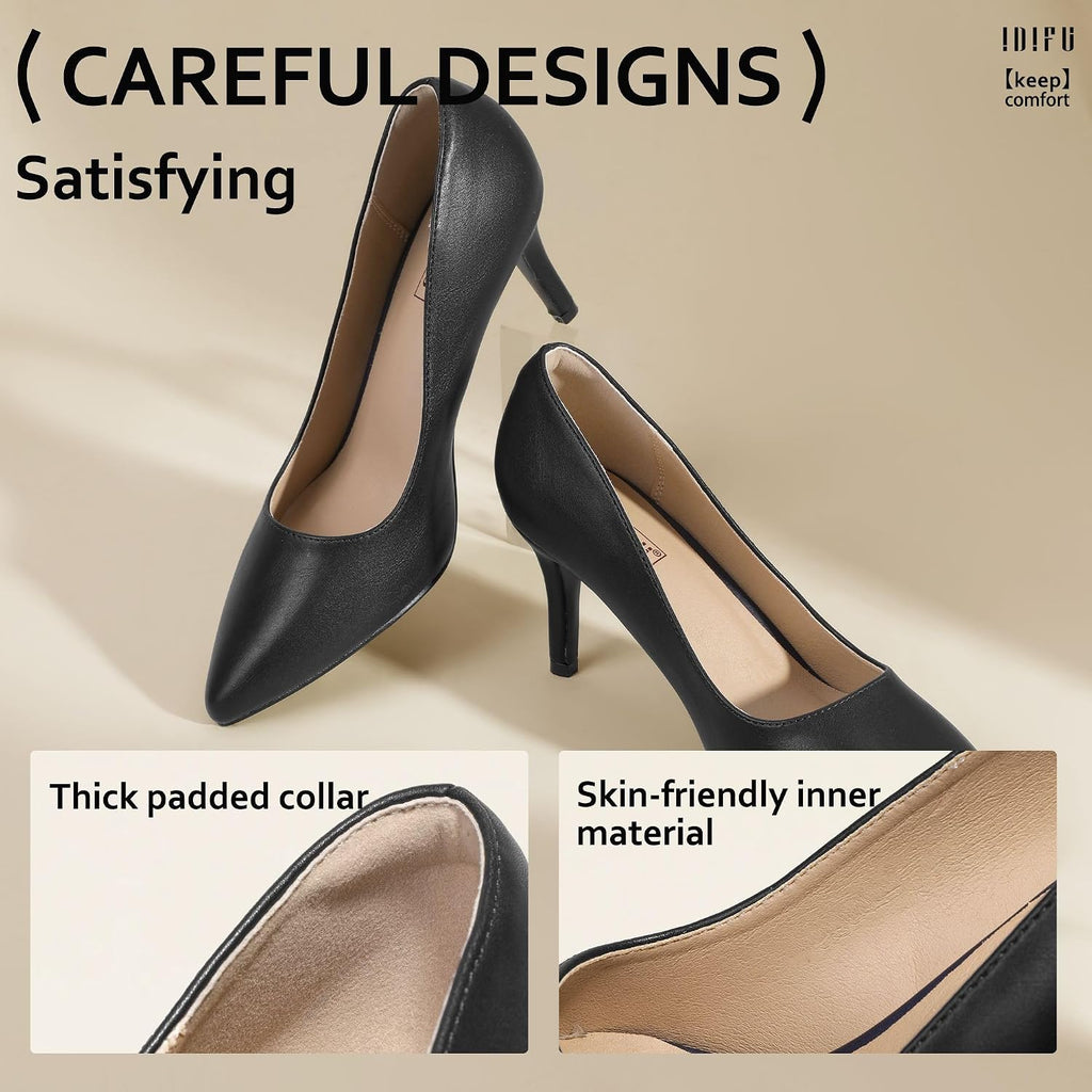 Idifu In3 High Heels Pumps Closed Toe Heels Women'S Pumps Stiletto Pointed Toe Dress Shoes Wedding Prom Bridal Work Office Bride Guest Trendy Dressy Fashion Comfortable Pump Shoes