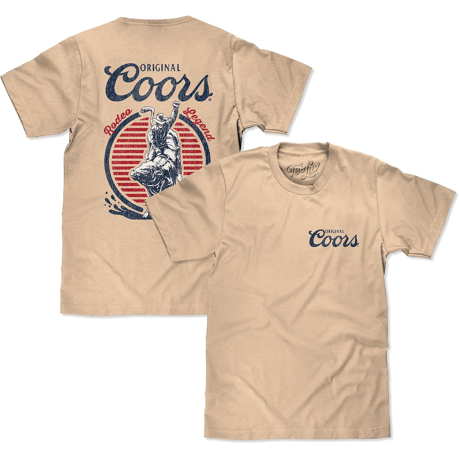 Tee Luv Men'S Original Coors Rodeo Legend Double Sided Beer Logo Shirt