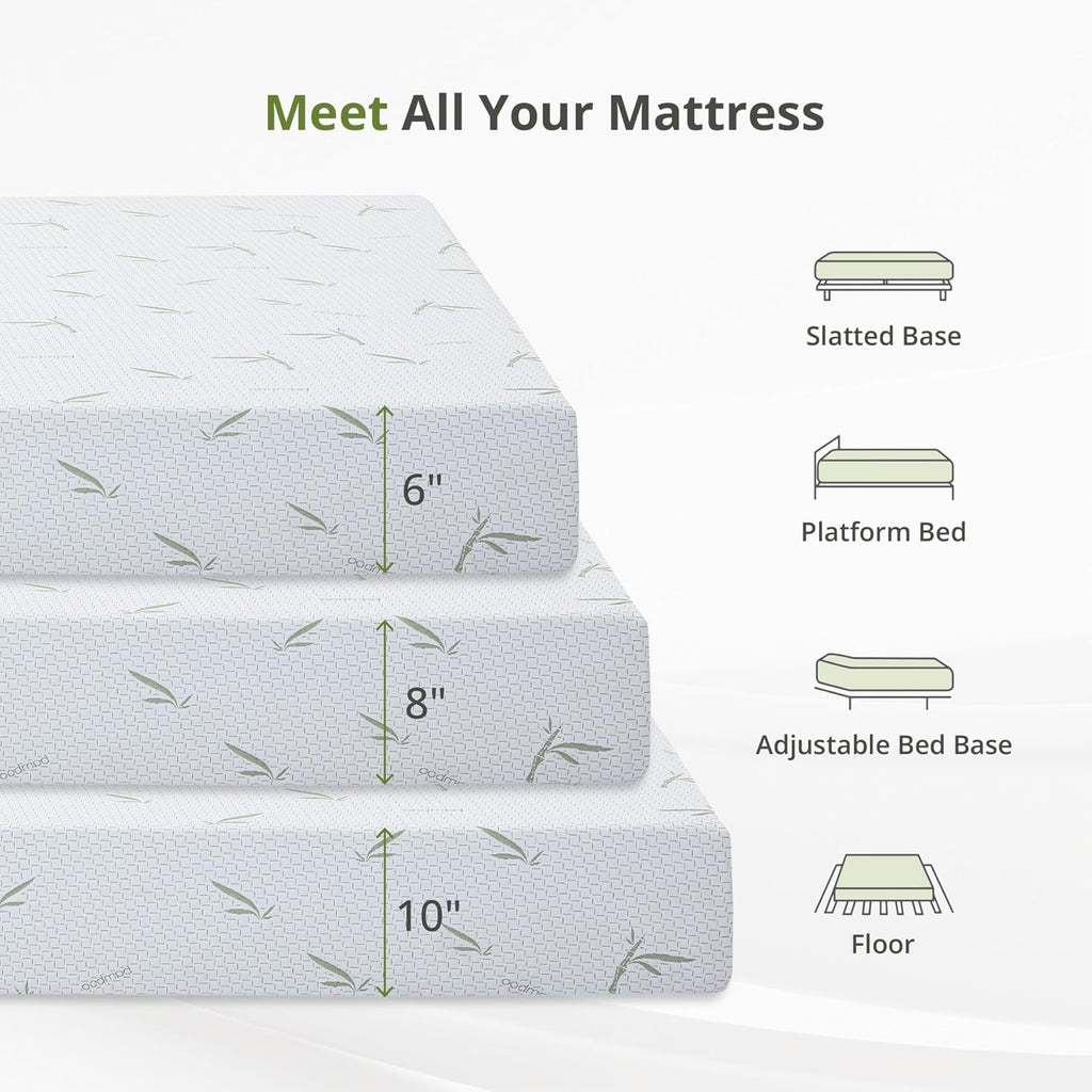 Egohome 8 Inch Twin Mattress, Cooling Green Tea Gel Memory Foam For Pressure Relief, Medium Plush, Fiberglass Free, Bed In A Box, Certipur-Us Certified, Green