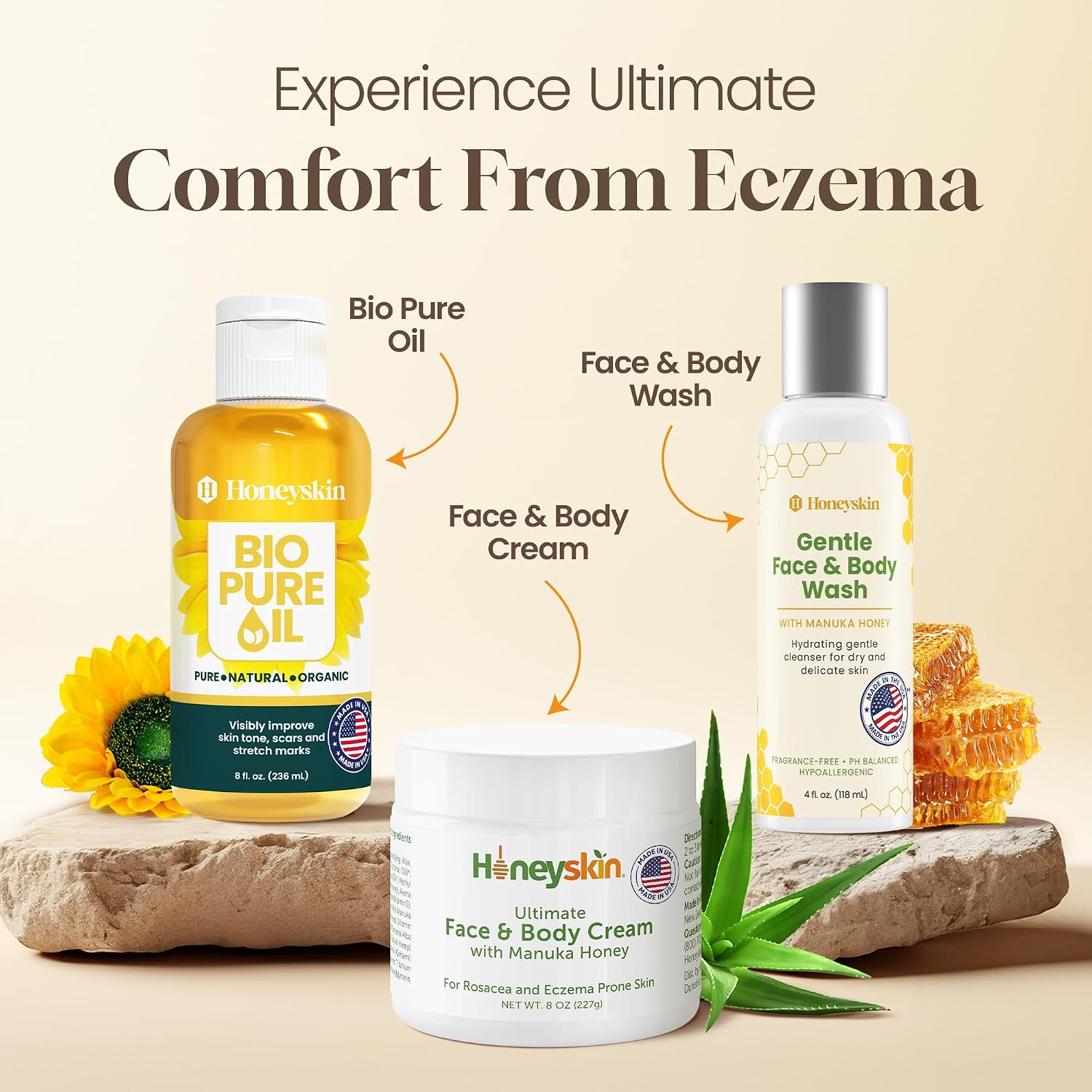 Hydrating Face Moisturizer & Body Cream With Manuka Honey Cream - Organic Face Moisturizer With Honey For Extremely Dry Skin - For Dry & Itchy Skin, Rosacea & Eczema Prone Skin 8Oz