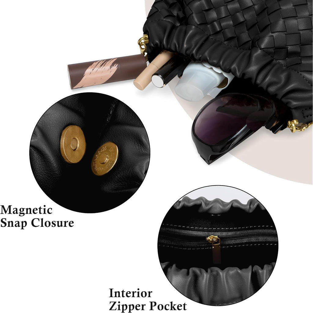 Joryin Woven Women'S Crossbody Bag & Evening Purse, Trendy Dumpling Clutch & Hobo Cloud Shoulder Bag Trendy Dumpling Clutch